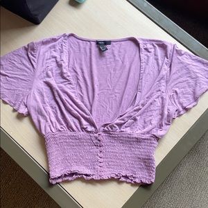 Purple deep v crop top